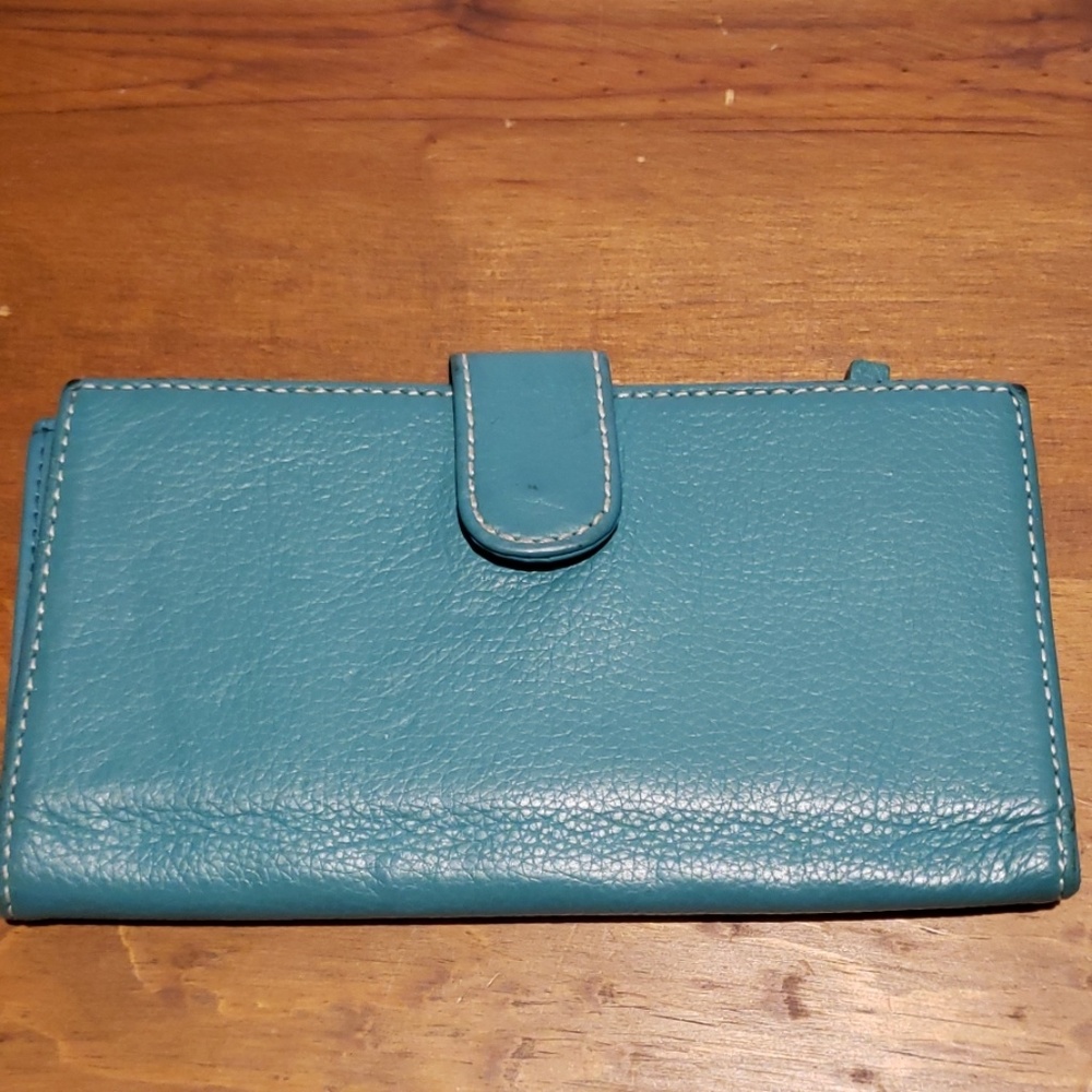 Turquoise leather wallet